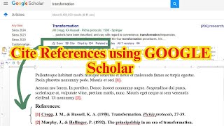 Cite References using GOOGLE Scholar in MS Word  Easy Step by Step [upl. by Aneeg401]