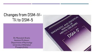 Changes from DSM IV TR to DSM 5 Part 1 डीएसएमIVटीआर से डीएसएम5 में परिवर्तन भाग 1 [upl. by Baniez161]