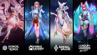 Ahri Guinevere Daji Liliana  Skin Comparison  Wildrift VS HOK VS AOV VS MLBB [upl. by Picardi97]