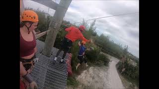 Zipline at Pirates Cove Zipline and Water Park in The Bahamas [upl. by Yalcrab]