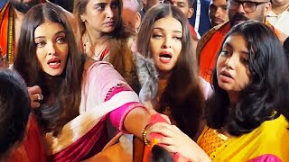 Aishwarya Rai and Aaradhya Bachchan Grace Ganapati Darshan Amidst Crowds😮 [upl. by Fortunato522]