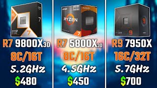 RYZEN 7 9800X3D vs RYZEN 7 5800X3D vs RYZEN 9 7950X  Test in 6 Games [upl. by Eelrac500]