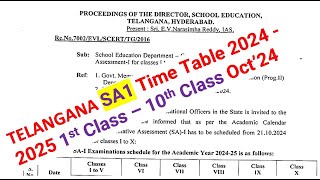 Telangana SA1 Timetable 2024 Timetable from 1st class to 10th class TS TG SA1 Time table 2024  2025 [upl. by Onihc]