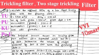 Trickling filter  Two stage trickling filter  Numerical on trickling filter [upl. by Fritzie45]