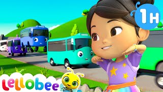 10 Little Buses 🌻Lellobee City Farm  Kids Playhouse Song Mix [upl. by Tessie]