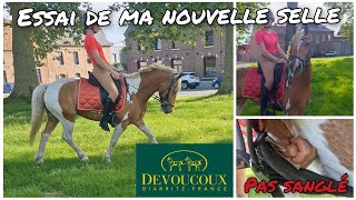 ESSAI DE MA NOUVELLE SELLE DE DRESSAGE DEVOUCOUX [upl. by Adnamahs36]