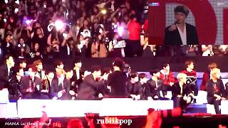 171201 Exo  GOT7 Wanna One NCT 127 Reaction to BTS FULL performance  MAMA [upl. by Karna]