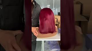 Red Color 99J Bob Wig 😍😍 hairwigstudio wigfactory hairstyle janssonhair hairwighouse [upl. by Witte632]