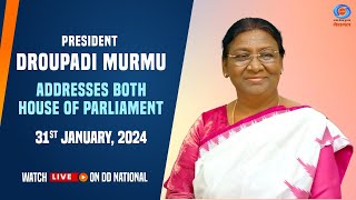 President Droupadi Murmu Addresses Both house of Parliament  Union Budget 2024 [upl. by Giustina]