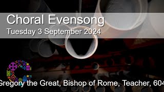 Choral Evensong  Tuesday 3 September 2024  Chester Cathedral [upl. by Sharos]