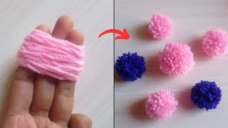 Super Easy Pom pom Making  Pom pom Making  Easy Woolen flower Making 😍 [upl. by Powder]