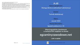 Egzamin zawodowy praktyczny z 01 A68 Obsługa klienta w jednostkach administracji styczeń 2022 [upl. by Thema]