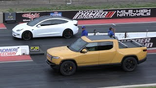 Tesla vs Rivian R1T allelectric pickup truck [upl. by Enela]