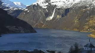 Another Avalanche Caught on Camera  Geirangerfjord Norway 4122018 [upl. by Terrag]