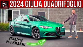 The 2024 Alfa Romeo Giulia Quadrifoglio Is A Ferocious Ferrari Powered Super Sedan [upl. by Haidabo65]