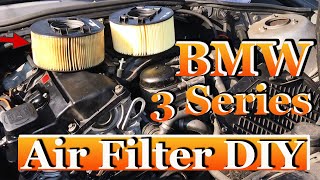 BMW 318i 320i E46 Air Filter Replacement easy [upl. by Harrie147]