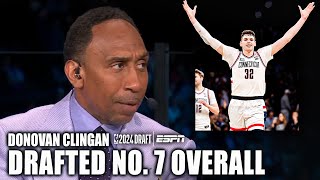 Stephen A reacts to Donovan Clingan getting drafted by the Portland Trail Blazers  2024 NBA Draft [upl. by Cates]