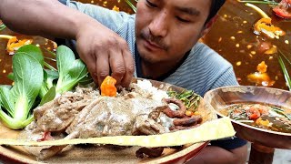 chicken with perilla seeds  fermented mustard leaf paste soup  pig intestine  kents vlog [upl. by Alor48]