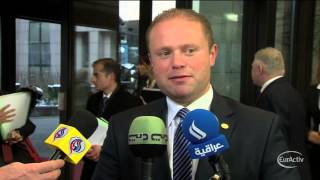 Maltas newlyelected Muscat arrives at the March 2013 EU Summit [upl. by Ateerys]