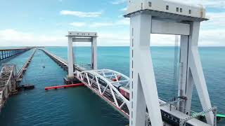 Rameswaram New Bridge Trial Run railbridge rameshwaram [upl. by Esina]