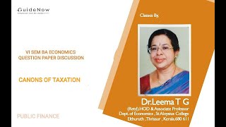 CANONS OF TAXATIONVI SEM BA ECONOMICS PUBLIC FINANCE QUESTION PAPER DISCUSSION [upl. by Arracot]