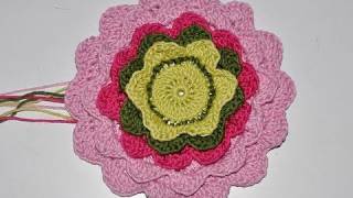 Crochet with eliZZZa  Pretty Petals Potholder [upl. by Jethro]