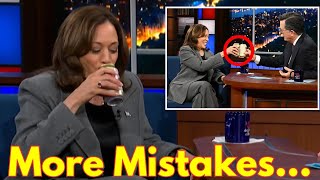 Kamala Harris CRINGES on Colbert as Male Support PLUMMETS [upl. by Nnaik]