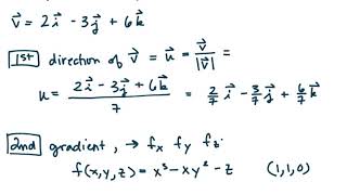 MAT273  Calc3  145e Gradient And Directional Derivative Application To Three Variable Function [upl. by Birch]