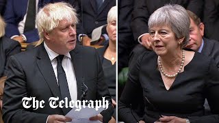 Boris Johnson and Theresa May deliver emotional speeches for Queen Elizabeth II in Commons [upl. by Bidget]