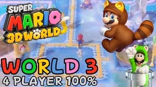 Super Mario 3D World  World 3 4Player 100 walkthrough [upl. by Shela]