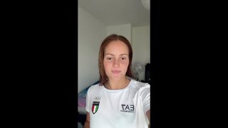 Olimpiadi Francia la tuffatrice azzurra Chiara Pellacani mostra i letti di cartone degli atleti [upl. by Amalbena702]