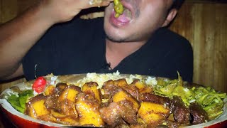 Eating pork with soya sauce curry wild mushroom fry and mud crab chutney  noisy mukbang [upl. by Golter]