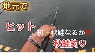 地元で秋鮭釣り初秋鮭なるか‼️秋鮭 しゃけ 鮭 fishing 釧路 つり 釣りガール [upl. by Valoniah]