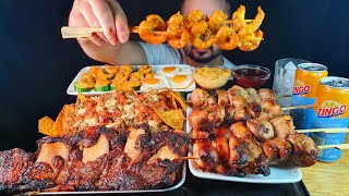 ASMR EATING BBQ CHICKEN BBQ BEEF RIB SHRIMPS CHEESY DORITOS [upl. by Notfa]