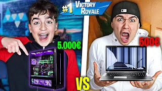 BILLIGER 500€ PC vs 5000€ GAMING PC  Fortnite Challenge [upl. by Nebur]