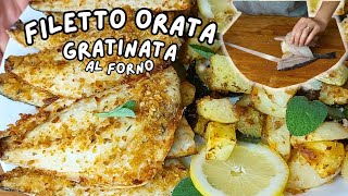 ORATA GRATINATA AL FORNO  tutorial come sfilettare lorata a casa  IN CUCINA CON KATIA [upl. by Ecenahs]