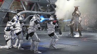 501st Legion Clone Troopers vs Tomb Guardian  STAR WARS JEDI FALLEN ORDER NPC Wars [upl. by Aliuqat695]