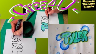 Créa4U  Tyler  bubble  Easy graffiti  Speed drawing [upl. by Williamsen]