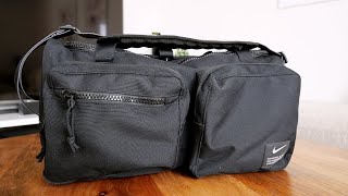 Unboxing The Nike Utility Power Training Duffel Bag Black 4k [upl. by Kcirdnekel]