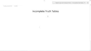 Incomplete Truth Tables [upl. by Ecined]