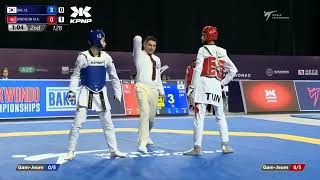 128 Quarter final Men 58kg KOR BAE J S TUN JENDOUBI M K [upl. by Anawait]