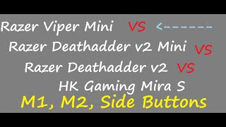 Viper Mini vs Deathadder v2 Mini vs Deathadder v2 vs Mira S Button ComparisonButtonsscrollweight [upl. by Stoughton]