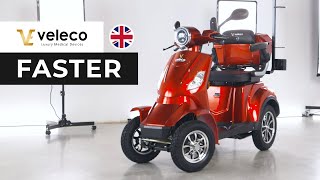 Veleco FASTER – 4wheeled mobility scooter with roomy luggage compartment Better stronger FASTER [upl. by Mandeville]