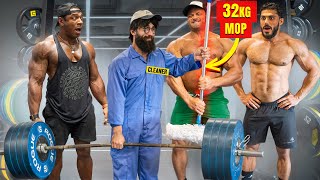 ELITE Powerlifter ANATOLY Use 32kg Mop in a GYM  Pretended to be a CLEANER 32 [upl. by Halivah]