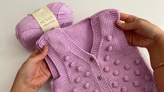 3 PARÇA AŞIRI KOLAY FISTIKLI BEBEK YELEĞİ ANLATIMI💜babyknitting knittingdesignforbaby crochet [upl. by Ardnac]