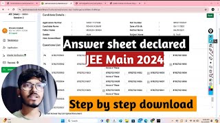 Response answer sheet declared JEE Main 2024  Step by step download Challenge Answer Sheet [upl. by Gerianna]