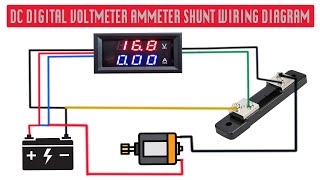 Digital Voltmeter Ammeter DC 100V 50A LED Amp Volt Meter with Shunt Wiring amp Connection Diagram [upl. by Gnilrad919]