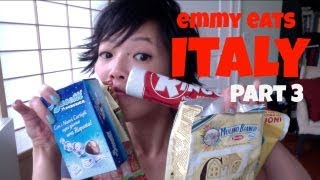 Emmy Eats Italy pt 3  tasting more Italian snacks amp sweets [upl. by Gerger520]