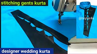 Sewing a designer wedding gents kurta  Gents kurte ka fancy or simple pattern [upl. by Margette558]