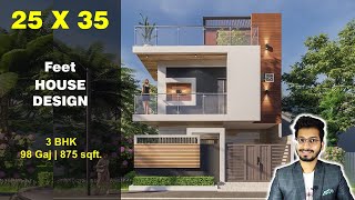 25x35 House Design  98 Gaj  875 sqft  2535 small house design  76X106 Meter  DV Studio [upl. by Brennen]